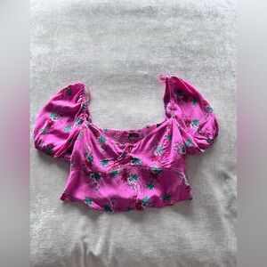 Floral Pink women crop top. Zara.